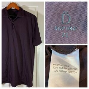 Doppelganger Supima Mens Polo Shirt XL Plum Purple Cotton Blend Preppy Golf Soft